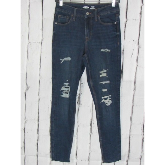 Old Navy Denim - Old Navy Women Jeans Size 0 Blue Rockstar Super Skinny Highrise Distressed Denim